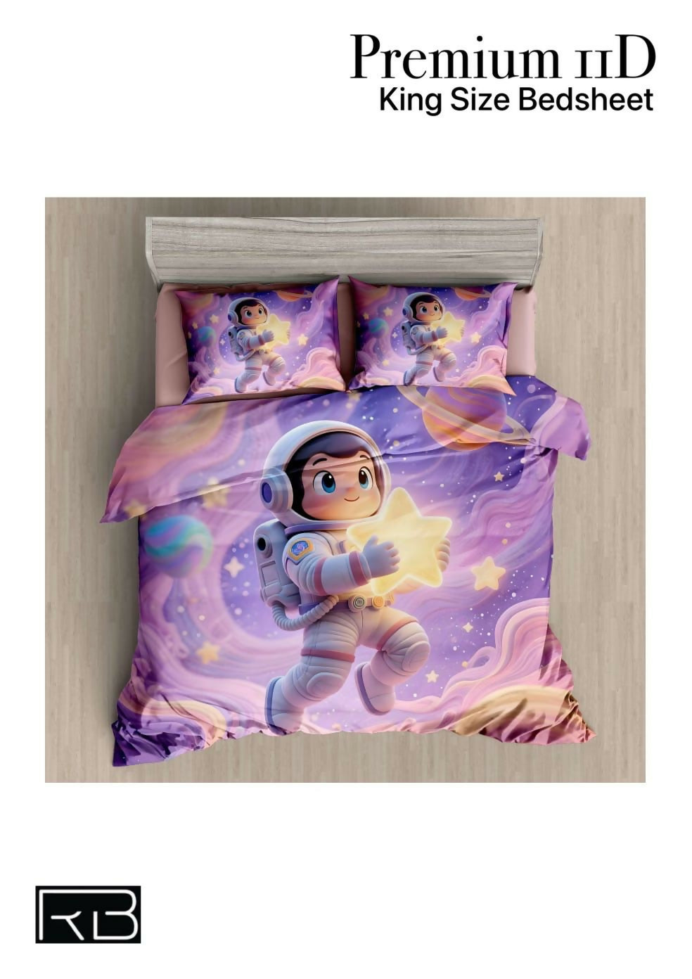 King size bedsheet with astronaut design