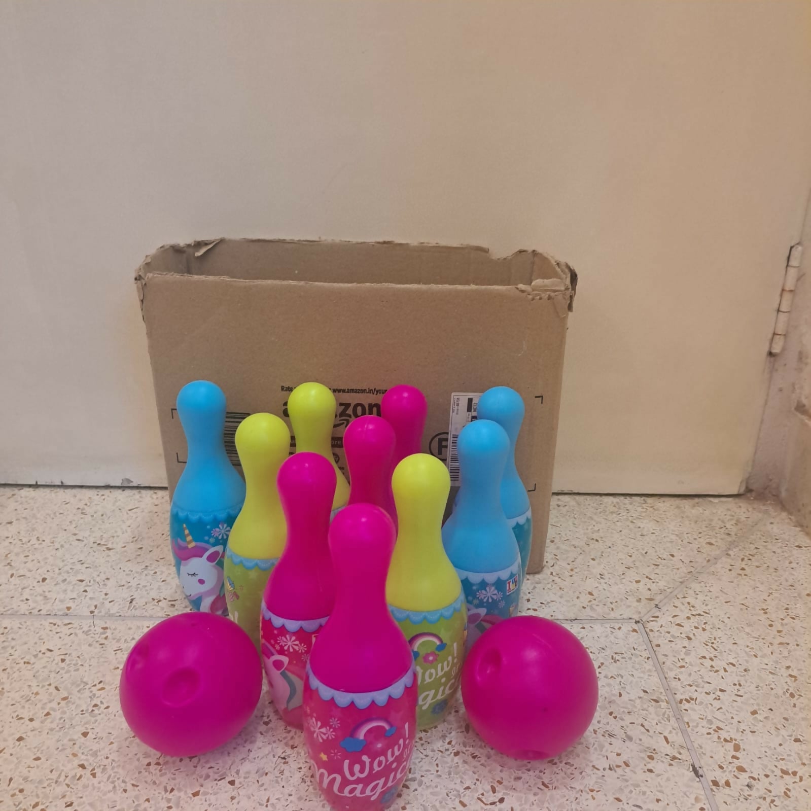 Honey Bee Bowling Set – 6 Pins with 2 Balls / Unicorn Bowling Set Combo
