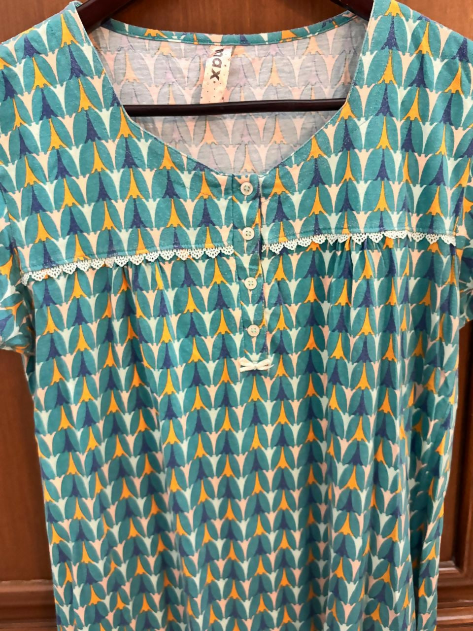 MAX nursing maxi gowns – set of 2, cotton hosiery, soft & stretchable with front buttons (L/XL).