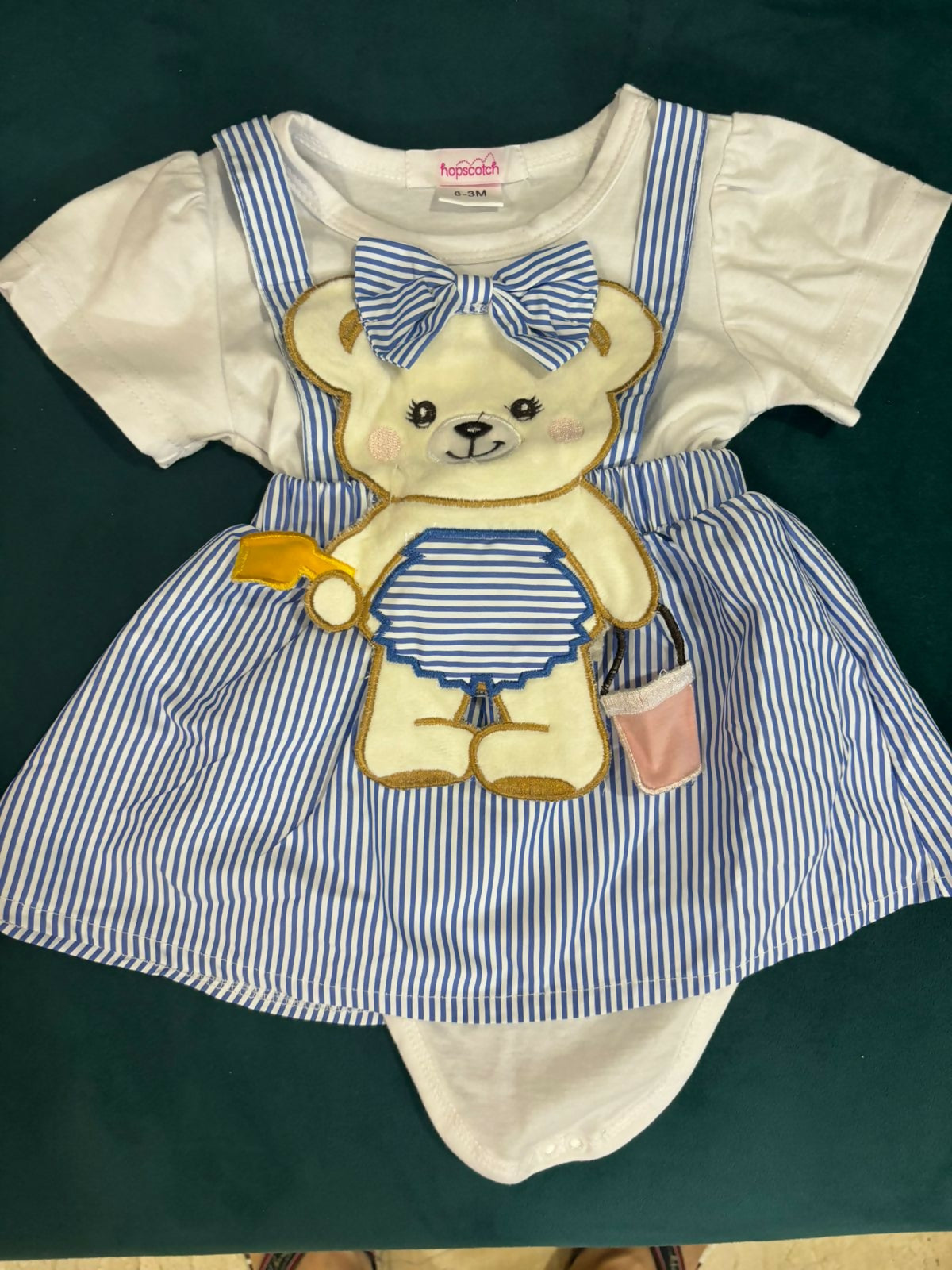 HOPSCOTCH Bodysuit Set Of (2) One with Lace and Crochet and One with Bunny Applique In Cotton