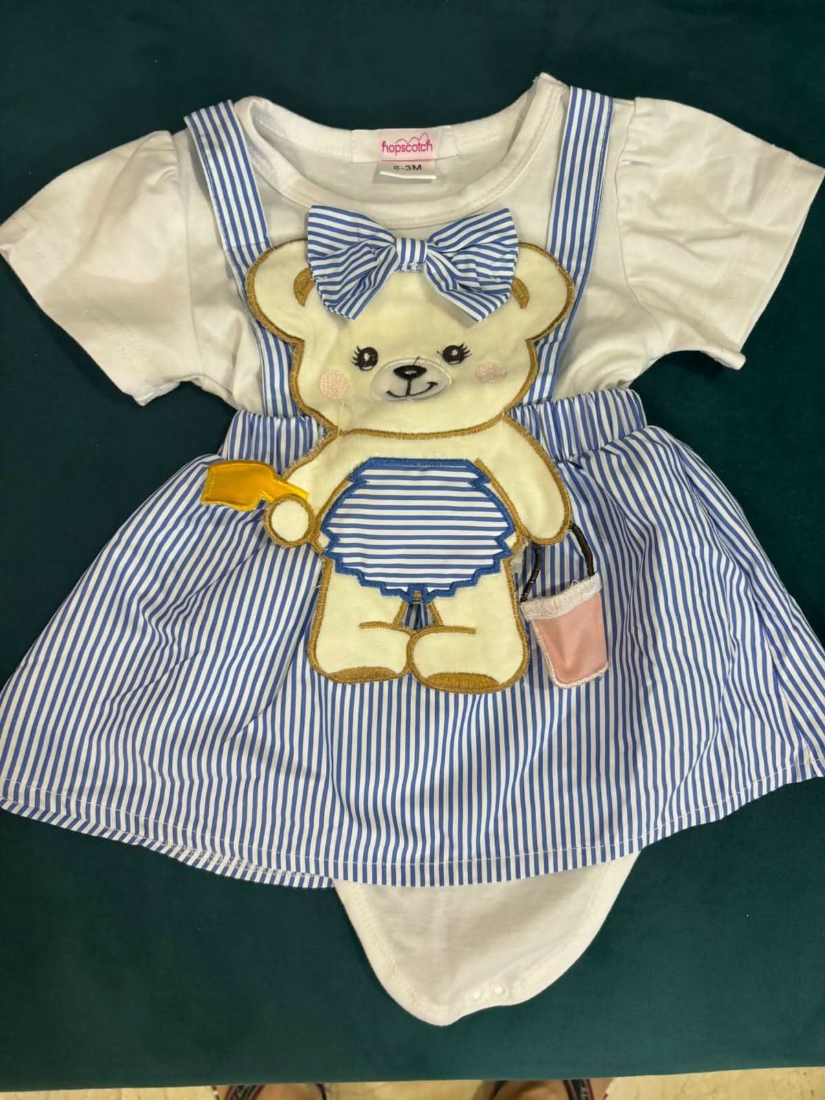 HOPSCOTCH Bodysuit Set Of (2) One with Lace and Crochet and One with Bunny Applique In Cotton