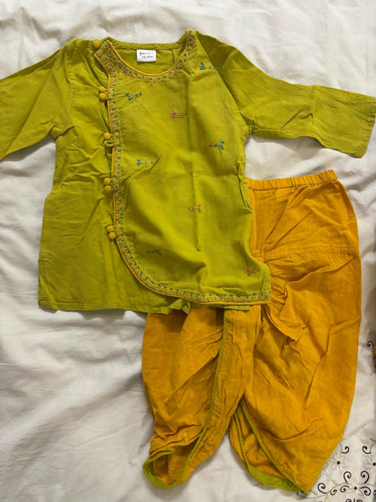 FABINDIA Pure Cotton Embroidered Kurta with Dhoti Pants – Stylish, Comfortable & Festive Ethnic Wear for Kids