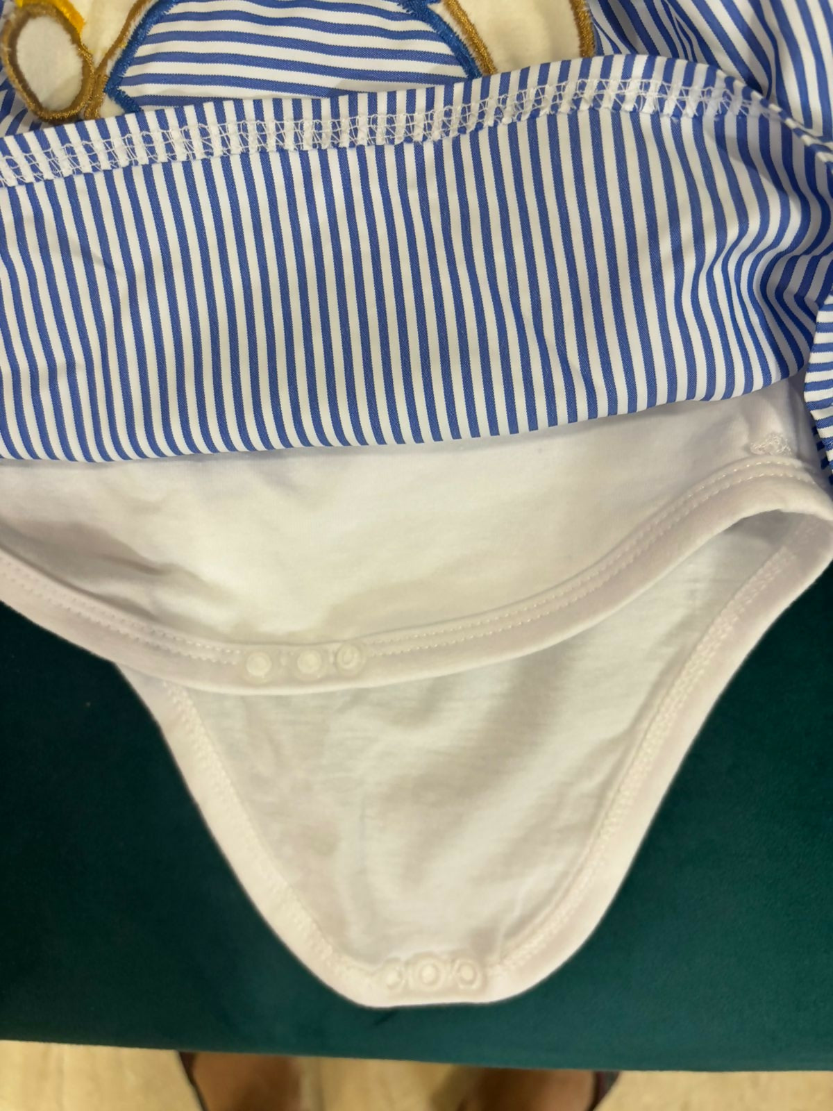 HOPSCOTCH Bodysuit Set Of (2) One with Lace and Crochet and One with Bunny Applique In Cotton