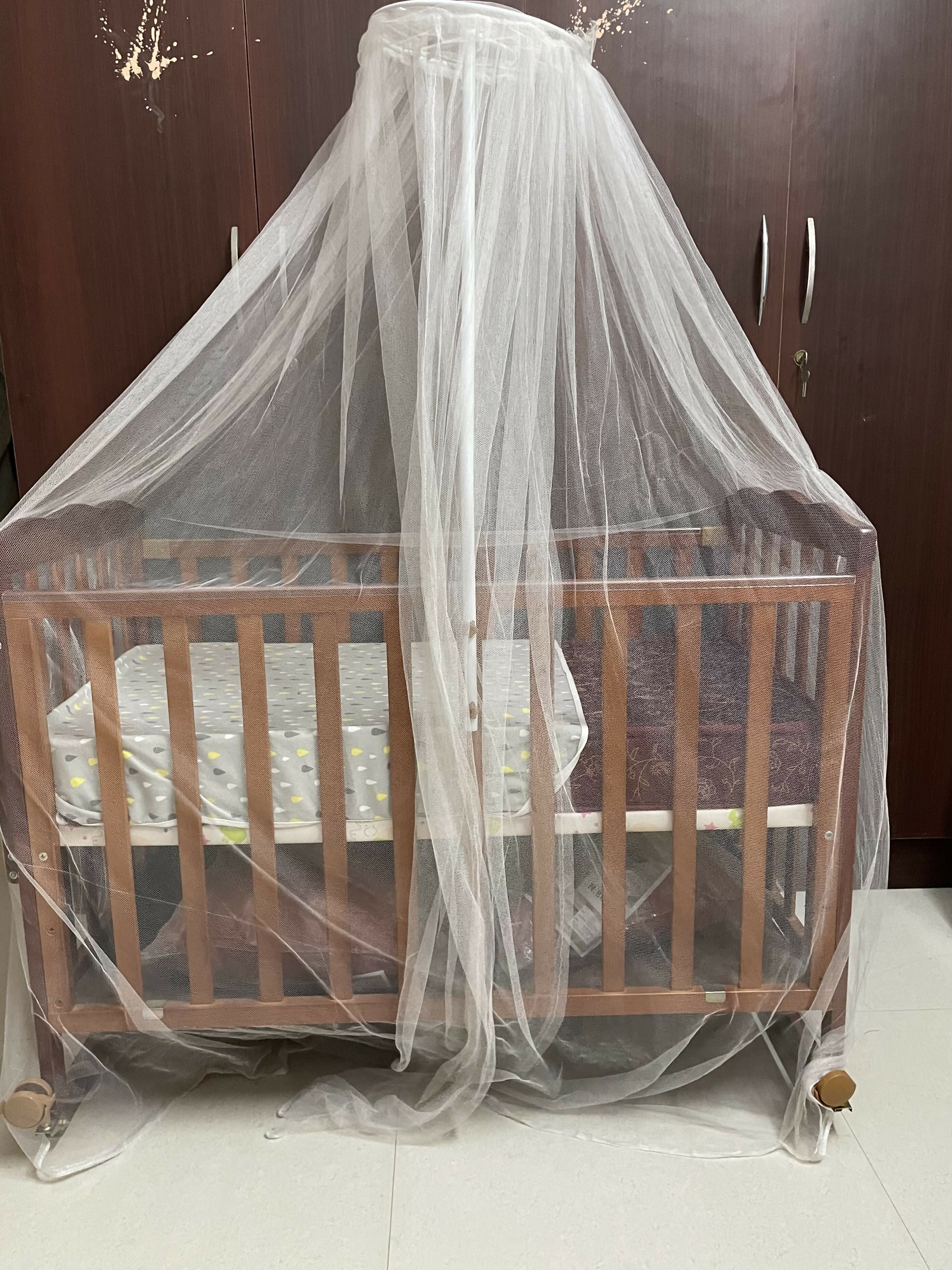 BABYHUG MONTANA Wooden Cot/Crib Cum Rocker With Mosquito Net- Cherry Red1