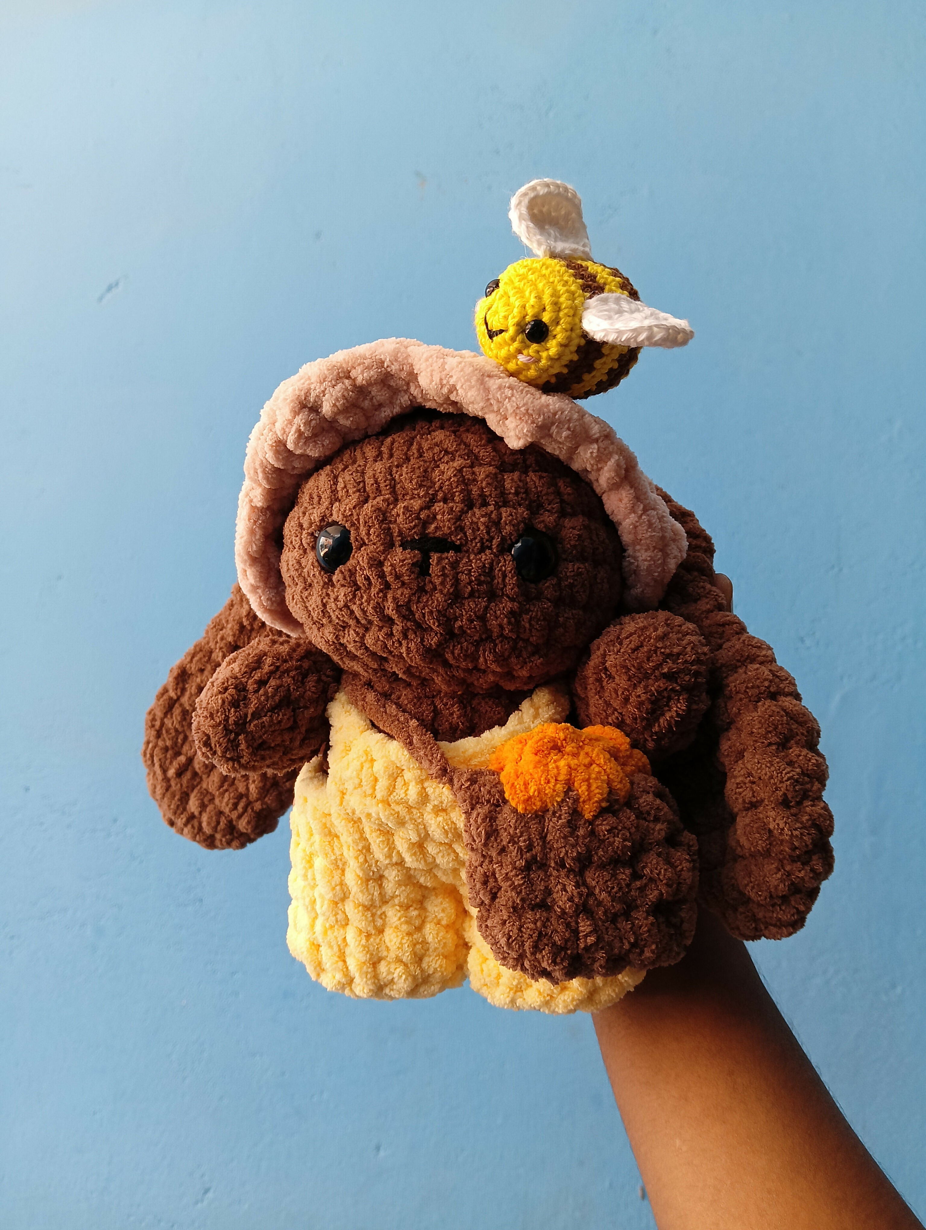 Honey Bunny with bee crochet Plushie