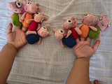 Peppa pig finger puppets, crocheted finger puppets, handmade kids toys, Peppa family set, pretend play toys, crochet puppets for kids
