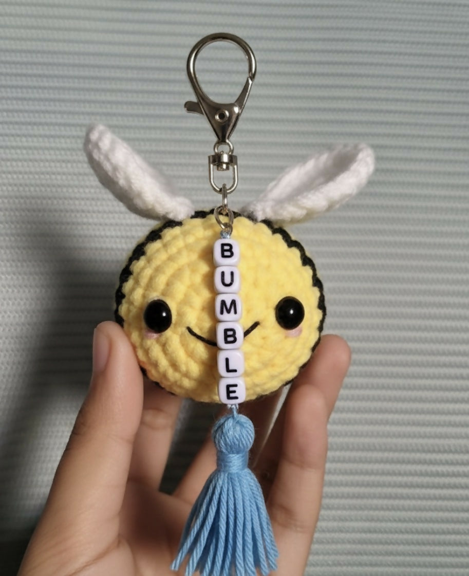 Crocheted bee keychain