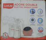 Luvlap Adore Double Electric Breast Pump packaging with product illustration and features.