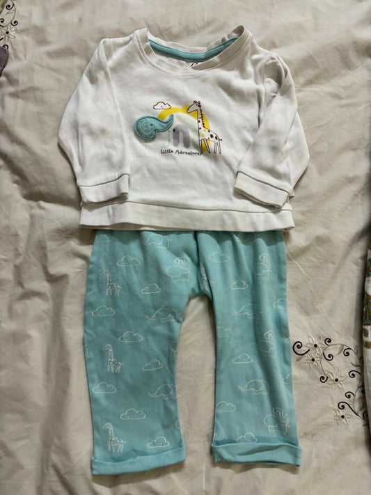 HAMLEYS baby boy T-shirt and trousers set – soft cotton embroidered outfit for 6–9 months.