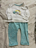 HAMLEYS baby boy T-shirt and trousers set – soft cotton embroidered outfit for 6–9 months.