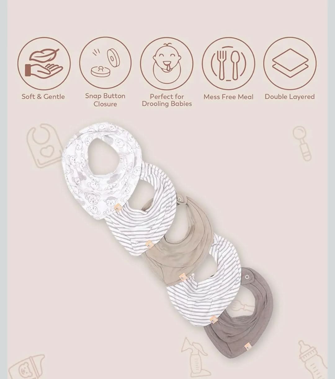 MI ARCUS Feeding, Drool Bibs for Baby Boys, Girls, Newborns(pack of 5)