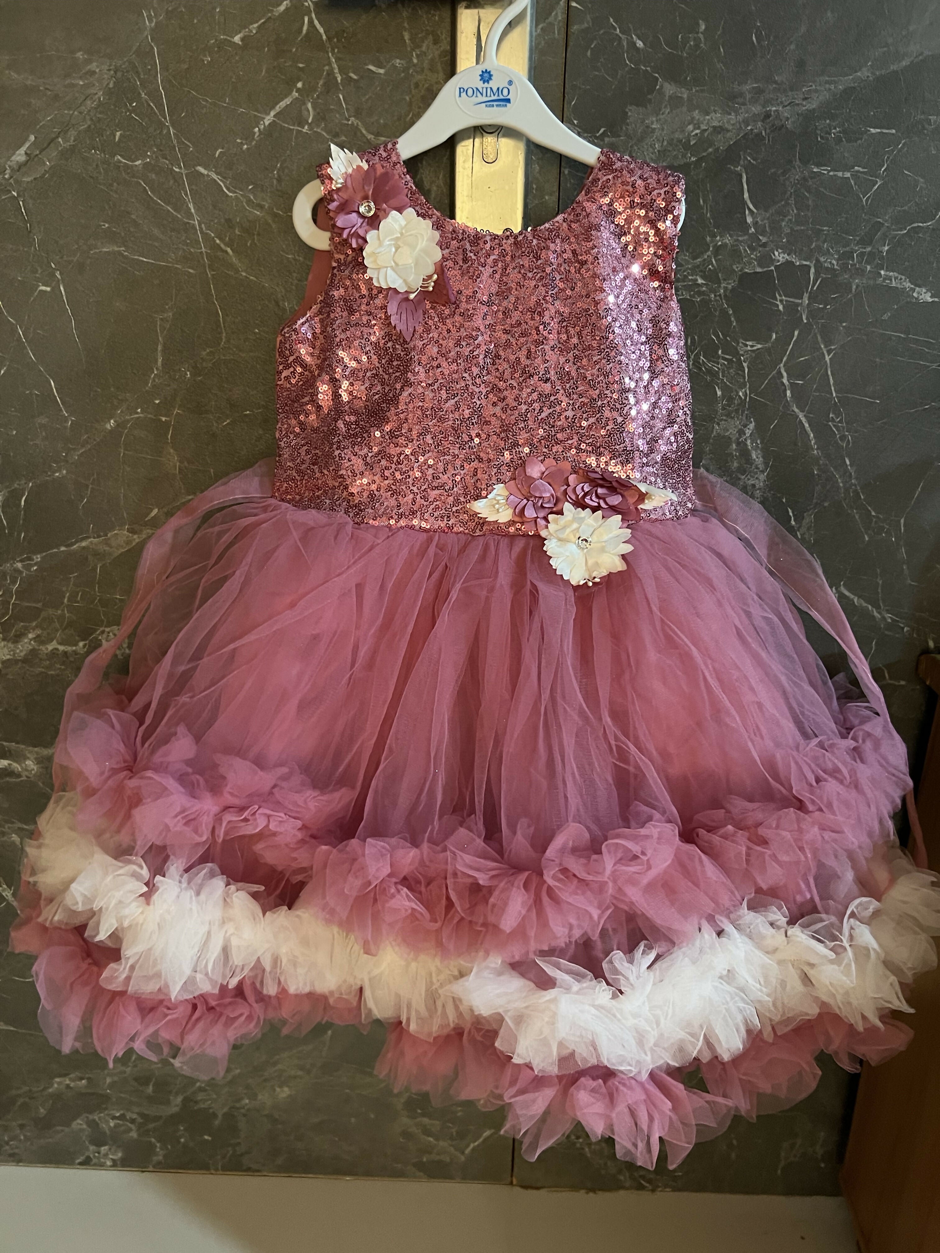 Fancy Frock(Dark Pink) for Baby Girl