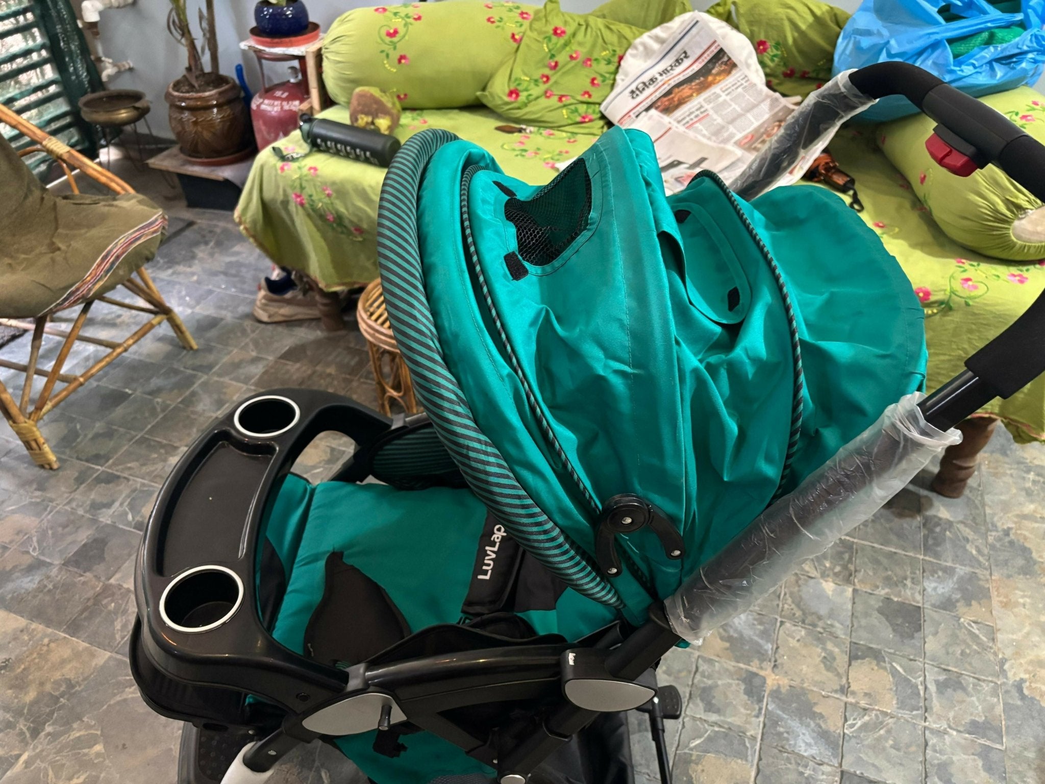 LuvLap Galaxy stroller, LuvLap baby stroller, travel-friendly stroller, reclining baby pram, stroller with safety harness, lightweight stroller for babies