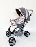 HAPPY KID Baby Stroller/Pram Grey Pink Purple Recline Canopy Foldable