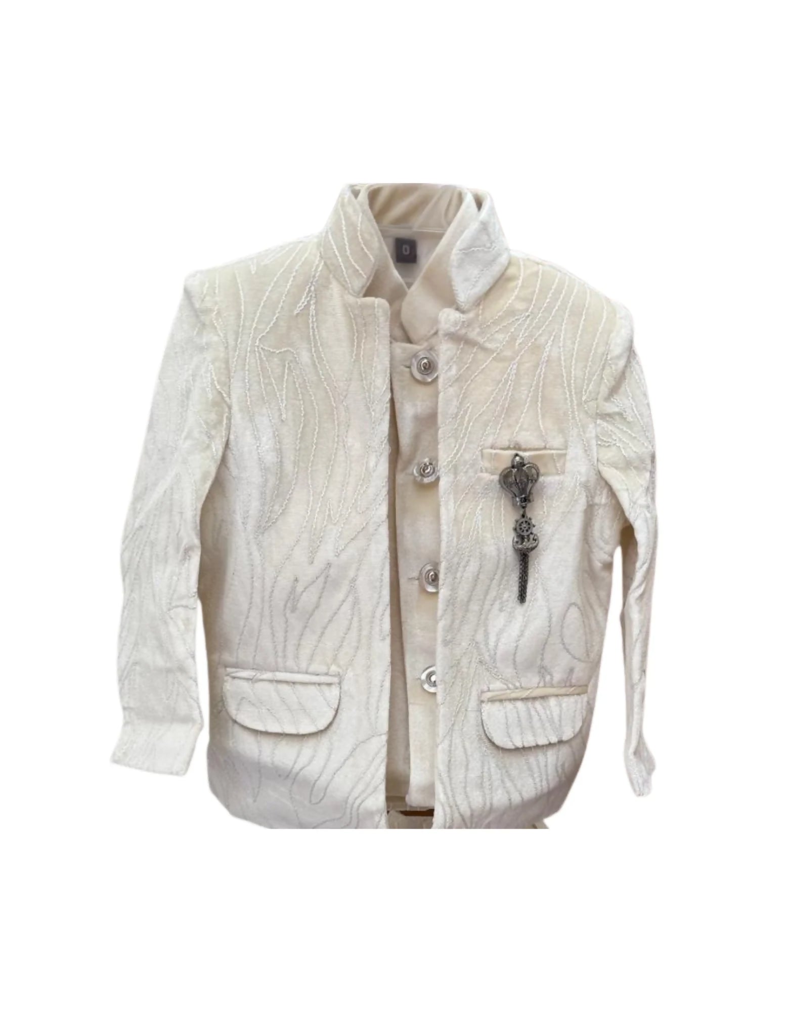 Beige knitted jacket with button details