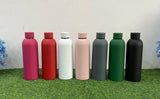 Colorful water bottles with personalized names