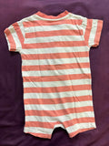 MARKS & SPENCER cotton romper – striped orange/white, 3–6 months, breathable & barely used.