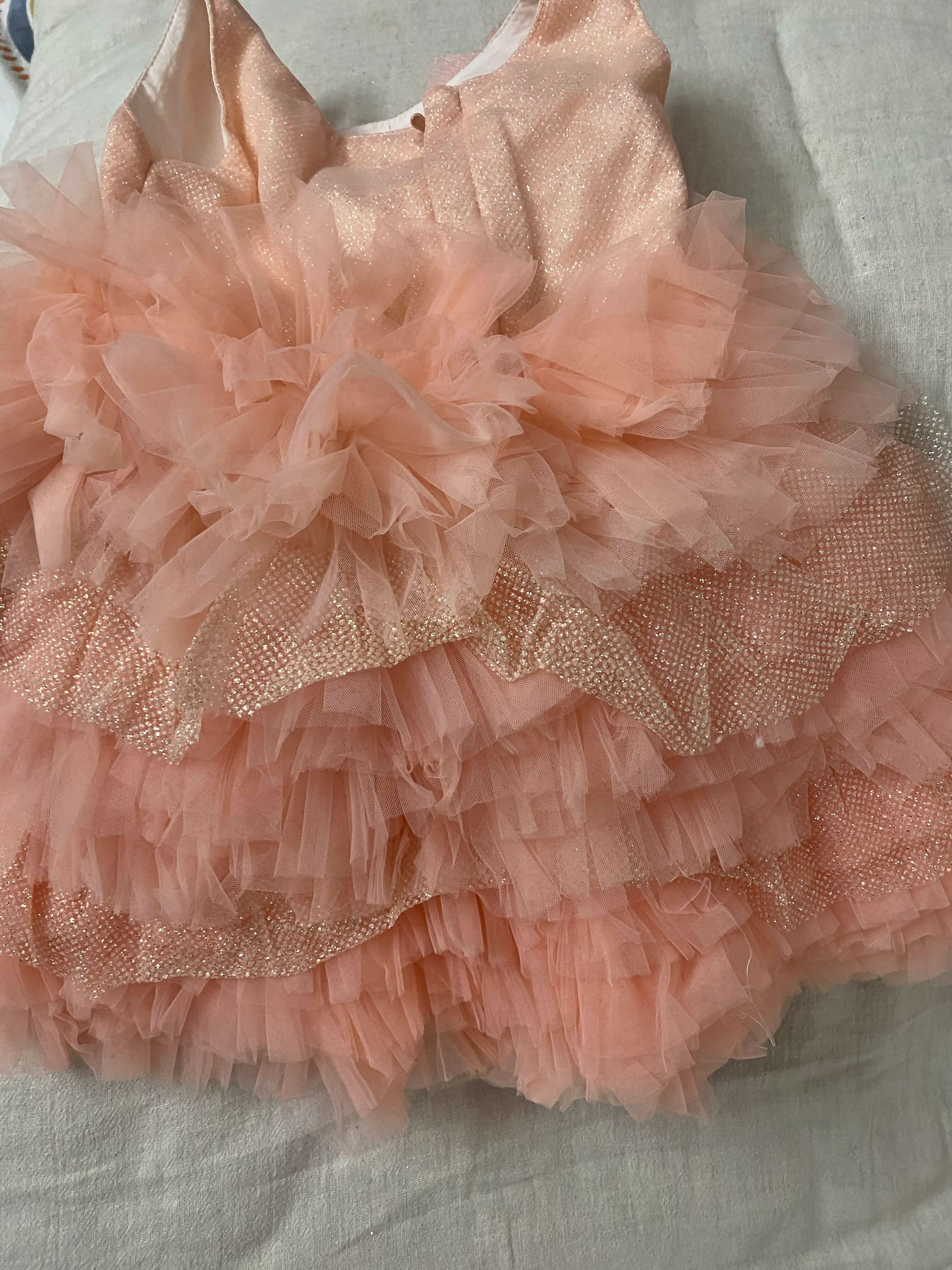 1st Birthday Peach Frock/Dress for Baby Girl - PyaraBaby