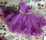 PINK BUTTON Party Frock/Dress for Baby Girl - Purple - PyaraBaby