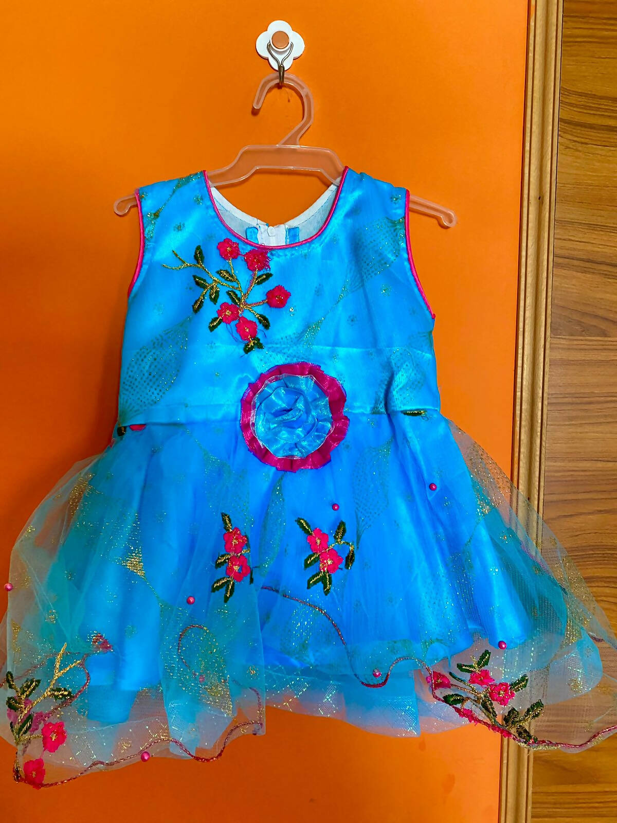 Netted with Silk Partywear Frock/Dress (With Coat) - PyaraBaby