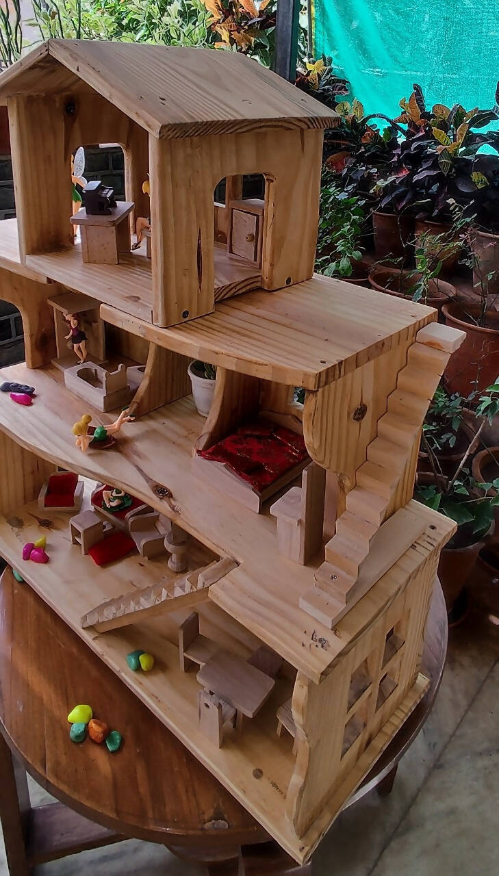 Wooden Doll House- Multi Arrangement 3 Storied Play Set - PyaraBaby