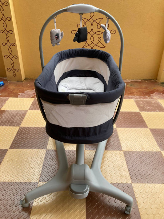 CHICCO Baby Hug 4 In 1, Crib, Recliner, Highchair and Table Chair with Easy Height Adjustment, For babies 0m+, (India Ink, Blue) , Dimensions: 61 x 86.4 x 84.3 cm - PyaraBaby