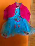 Netted with Silk Partywear Frock/Dress (With Coat) - PyaraBaby