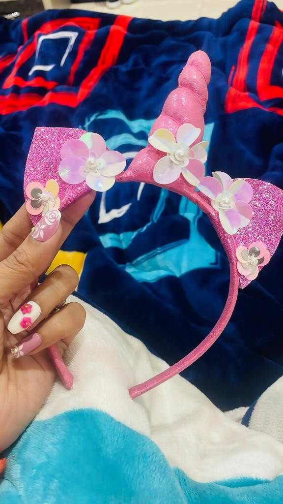 Baby Girl’s Unicorn Themed Frock with Unicorn Hair Band Full Length Gown - PyaraBaby