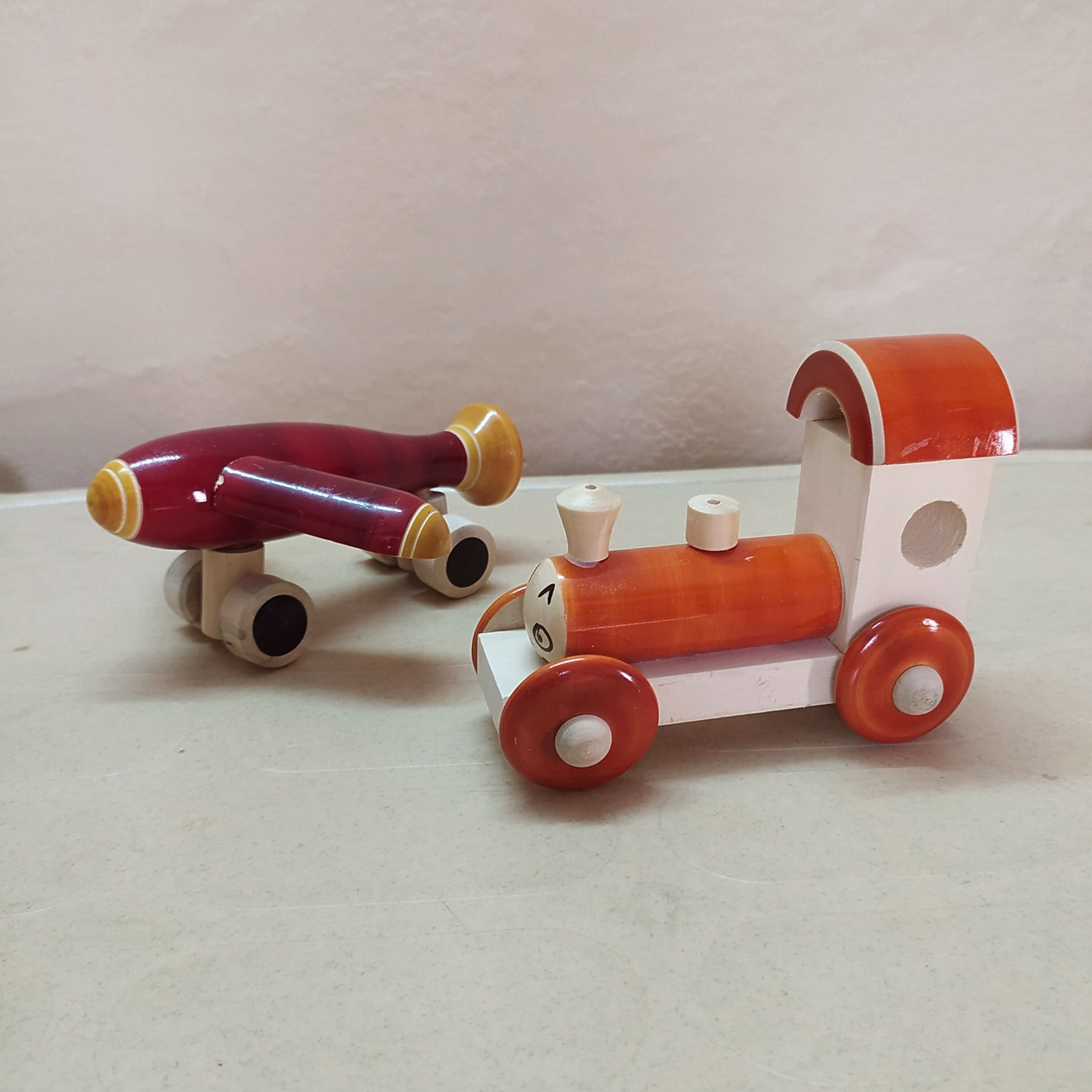 Wooden Train Engine and Aeroplane Push/Pull Toy Combo for 12+ Months Kids, Preschool Toys - Multicolor - PyaraBaby