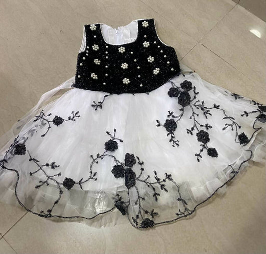 1st Birthday Black and White Dress/Frock for Baby Girl - PyaraBaby