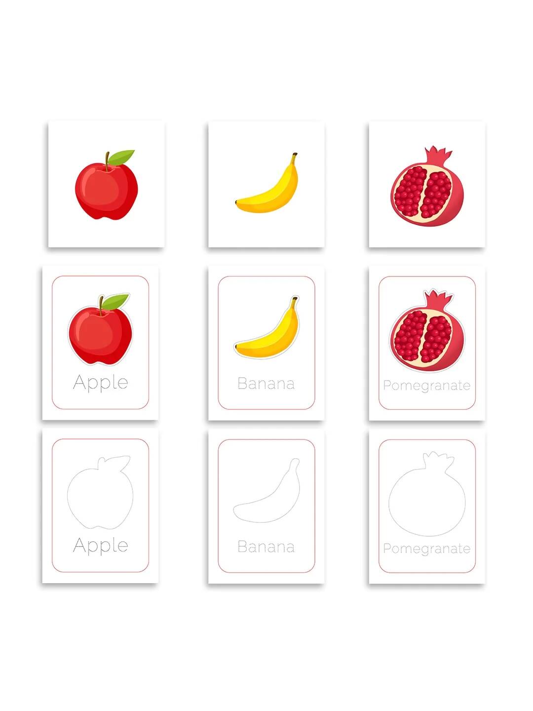 ILEARNNGROW Fruits Flash Cards for kids learning, learning, fun, facts, preschool, elementary, classroom, puzzles, flashcards, kindergarten, craft - PyaraBaby