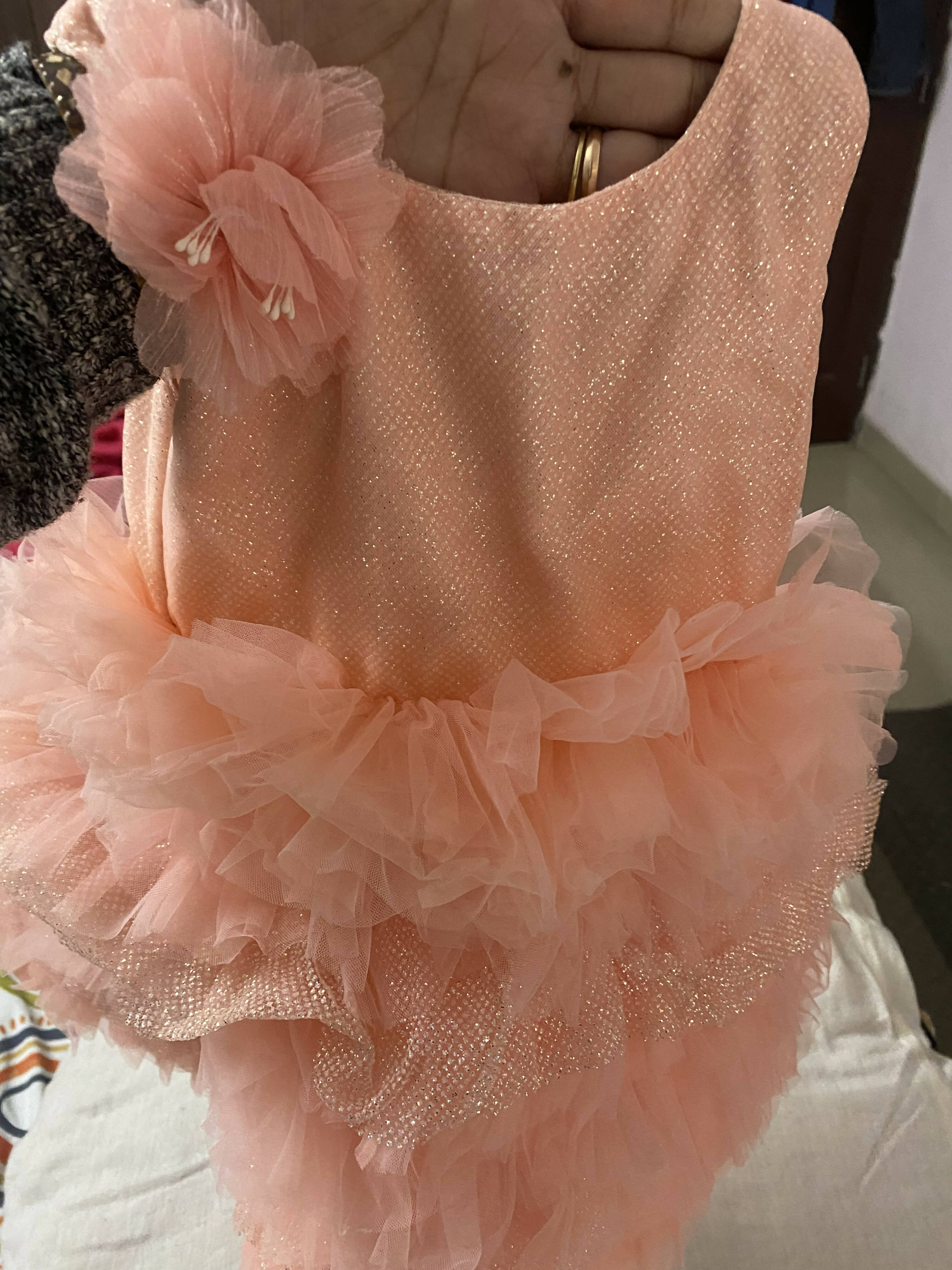 1st Birthday Peach Frock/Dress for Baby Girl - PyaraBaby