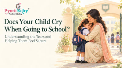  Parent hugging a crying child at school drop-off.