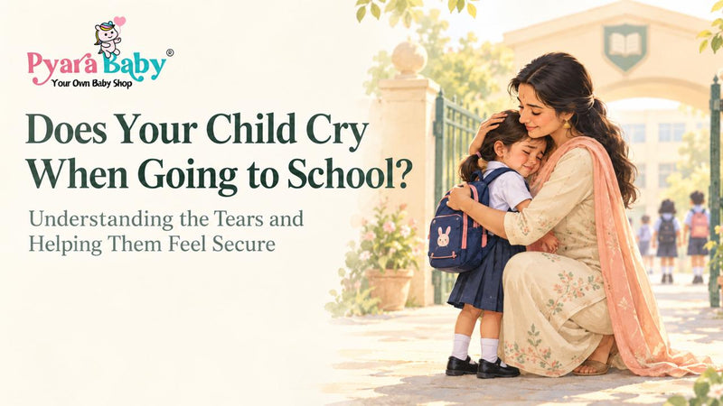 Parent hugging a crying child at school drop-off.