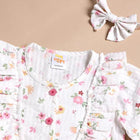 TINY TIGGY Floral 100% Cotton Baby Girl Romper with Headband Set