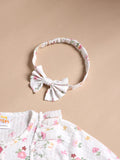 TINY TIGGY Floral 100% Cotton Baby Girl Romper with Headband Set