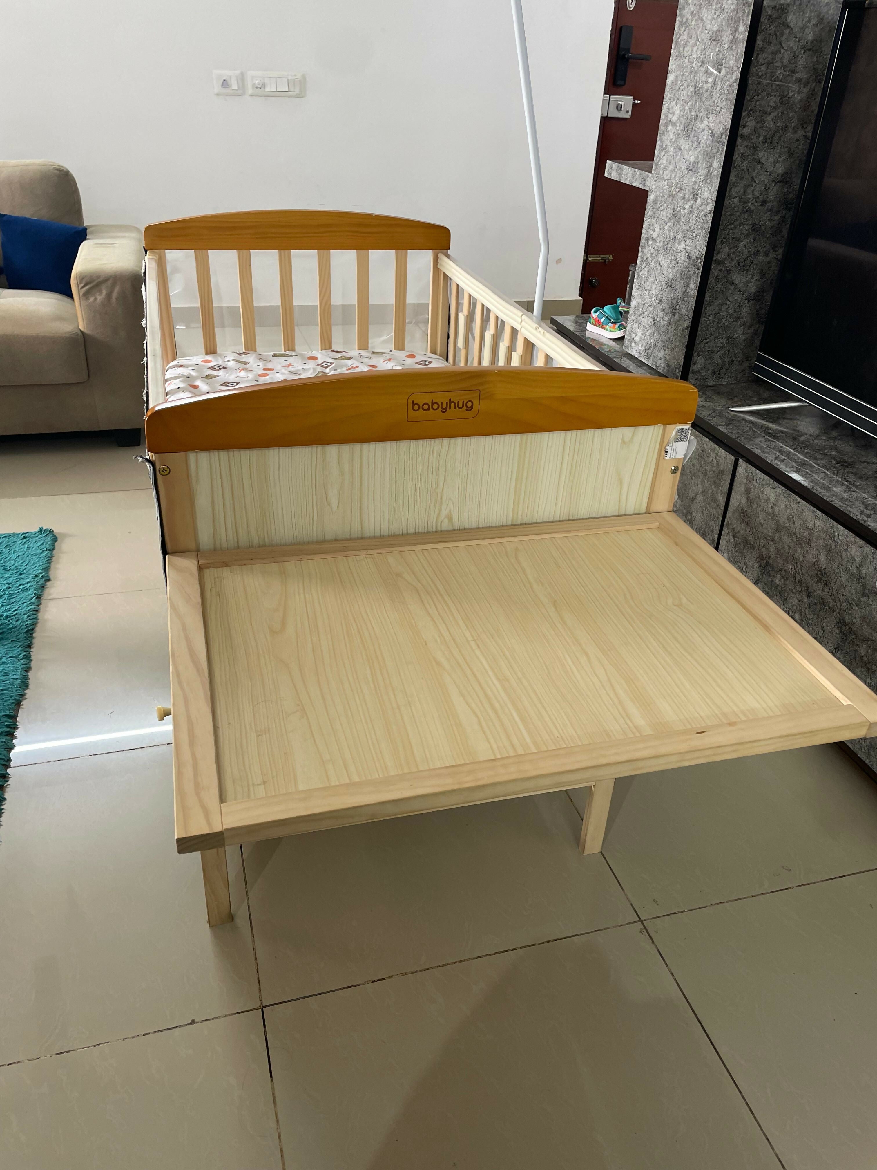 BABYHUG Hamilton  Wooden Cot/Crib with Storage (Mattress included)