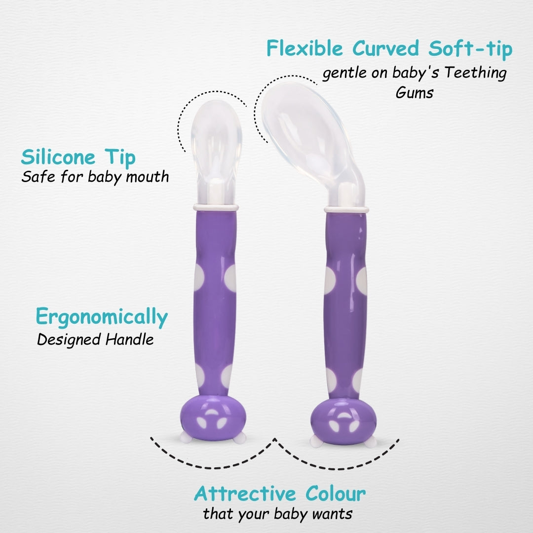 ADORE Flexi Silicone Feeding Spoon Set- Pack of 2 - PyaraBaby