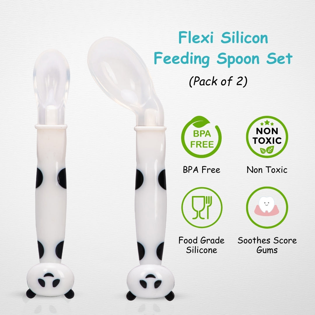 ADORE Flexi Silicone Feeding Spoon Set- Pack of 2 - PyaraBaby