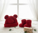 Crochet baby beanie and bootie set