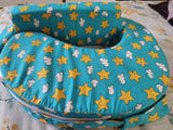 BABYHUG Cotton Feeding Pillow With Belt Star Print - Blue Fits upto waist 36 inches