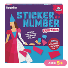 BeginBird Sticker by Number Fairy Tales kit packaging with a fairy design on a purple and blue background.