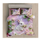 Bunny-themed King Size Bedsheet with floral design