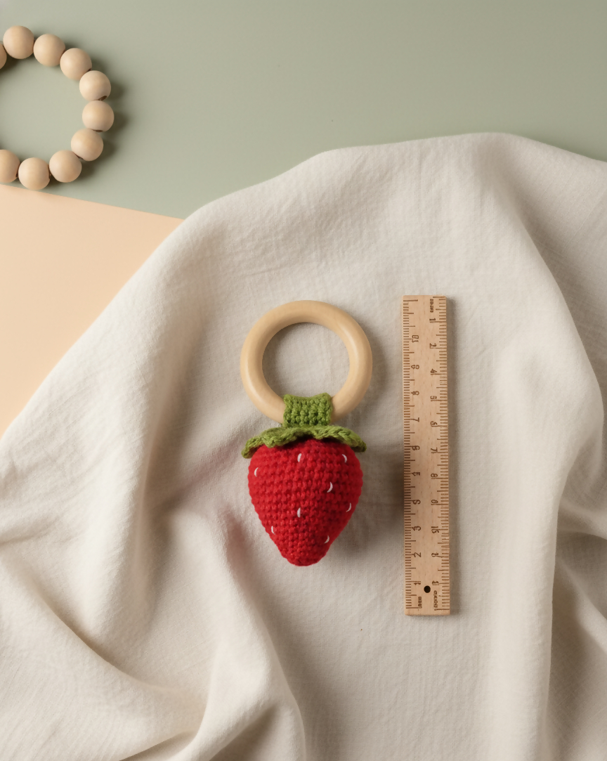 Strawberry rattle for baby