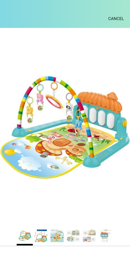 Kick & Play Musical Keyboard Piano Baby Gym Mat with Hanging Rattels