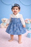 TINY TIGGY  Premium Cotton Baby Girl Denim Frock with attached White Shirt
