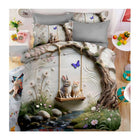 King size bedsheet with nature-themed design featuring animals and butterflies