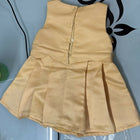 Beige fabric piece with a zipper on a light blue background