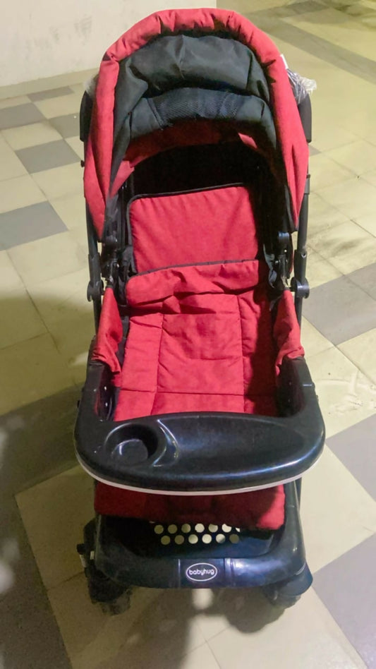 Experience ultimate convenience with the BABYHUG Melody Stroller/Pram – featuring a reversible handle and protective canopy for a comfortable and versatile strolling experience. Perfect for keeping your baby within sight while ensuring a smooth ride.