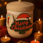 Decorative woven basket with 'Merry Christmas' 